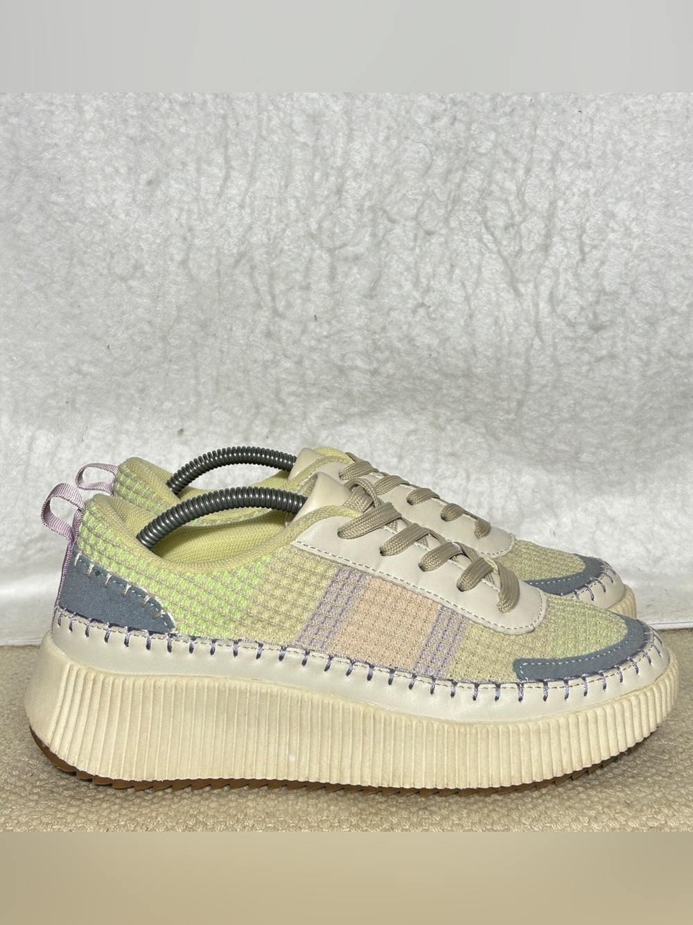 Nicole Miller New York Brita Woven Mixed-Media Platform Sneakers Shoes SZ US 7